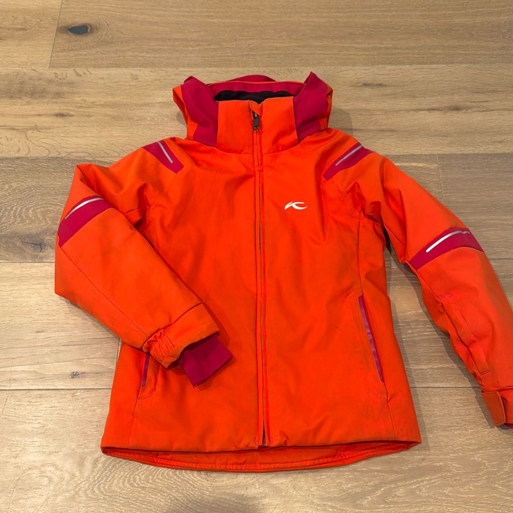 KJUS Girls Formula DLX Ski Jacket Size 128 (US 6-8) Spicy Orange/Persian Red
